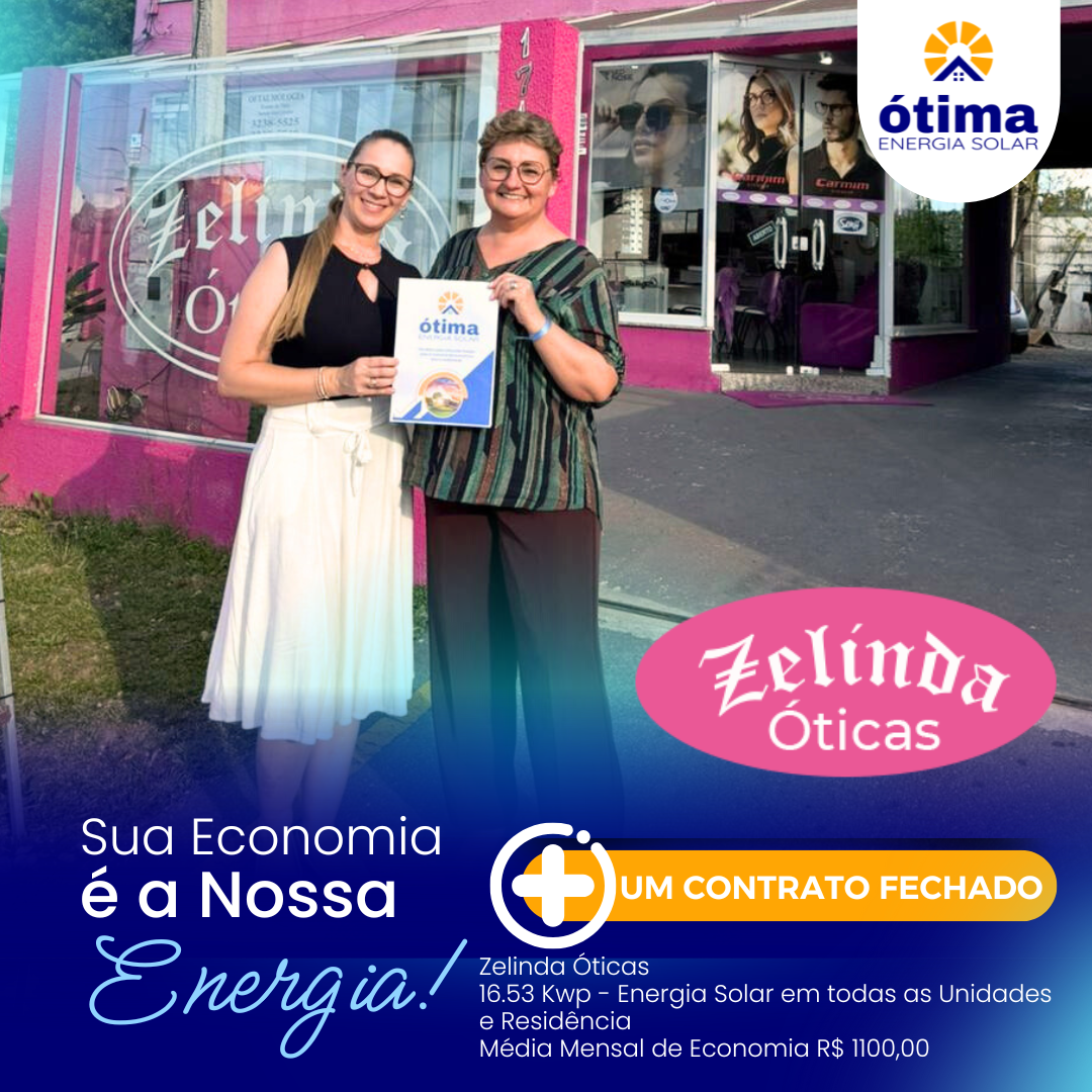 Cliente Zelinda com contrato assinado de energia solar com a equipe da Ótima Energia Solar em Curitiba